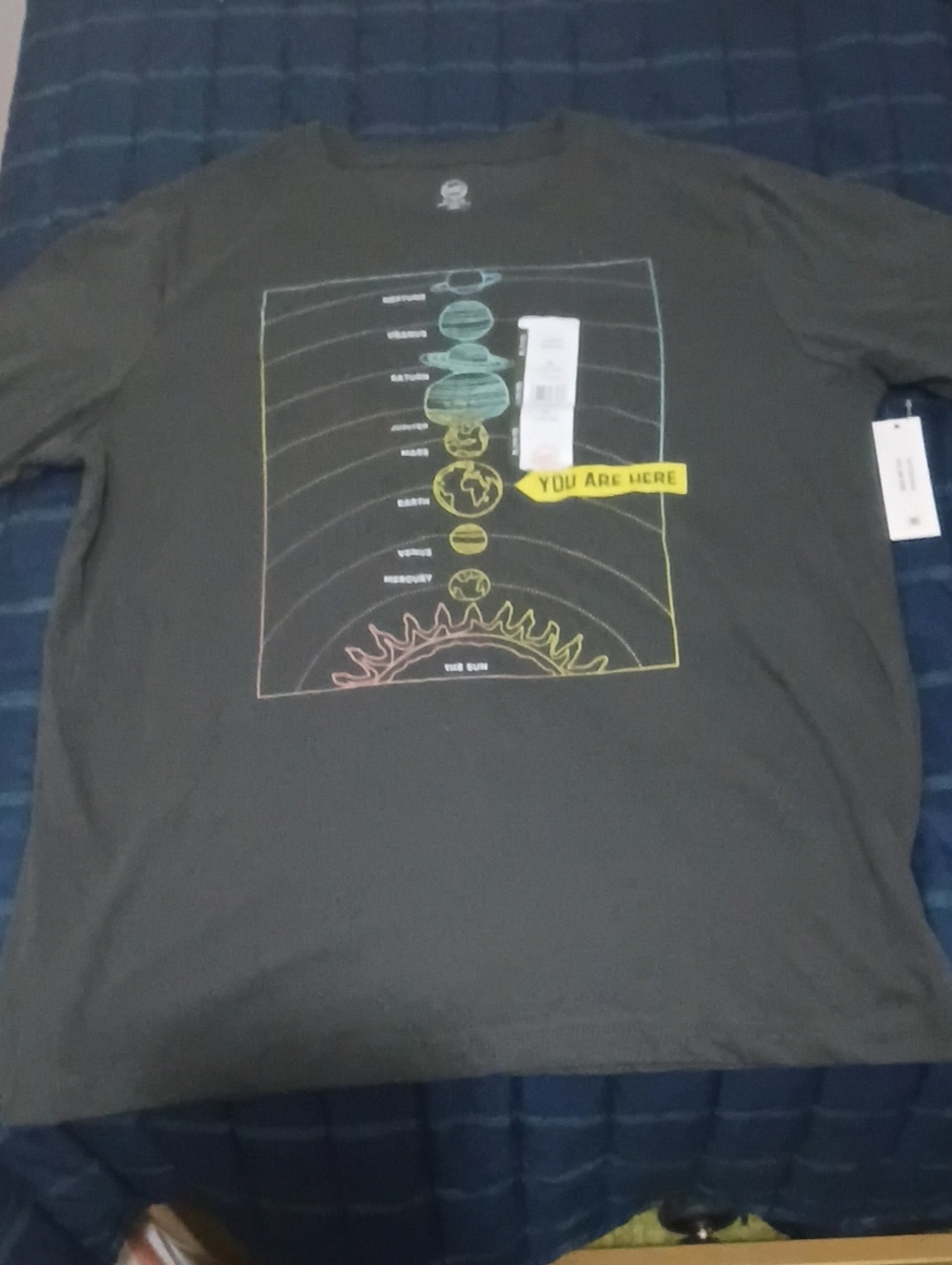 Men's Graphic Tee - Gray Planet Print